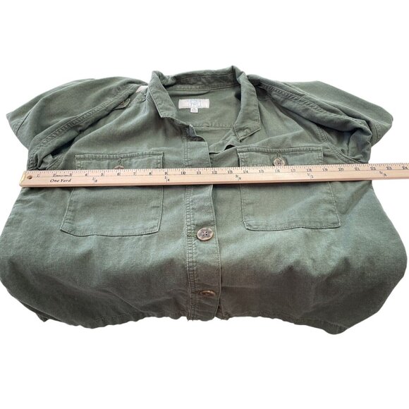 Time and Tru Cargo Jacket Linen Women’s M Army Green Shacket - Picture 8 of 8
